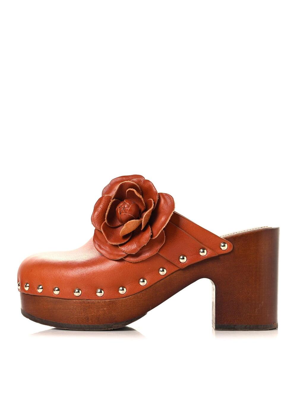 Chanel Calfskin Camellia Clogs 36 Brown #339645C82B